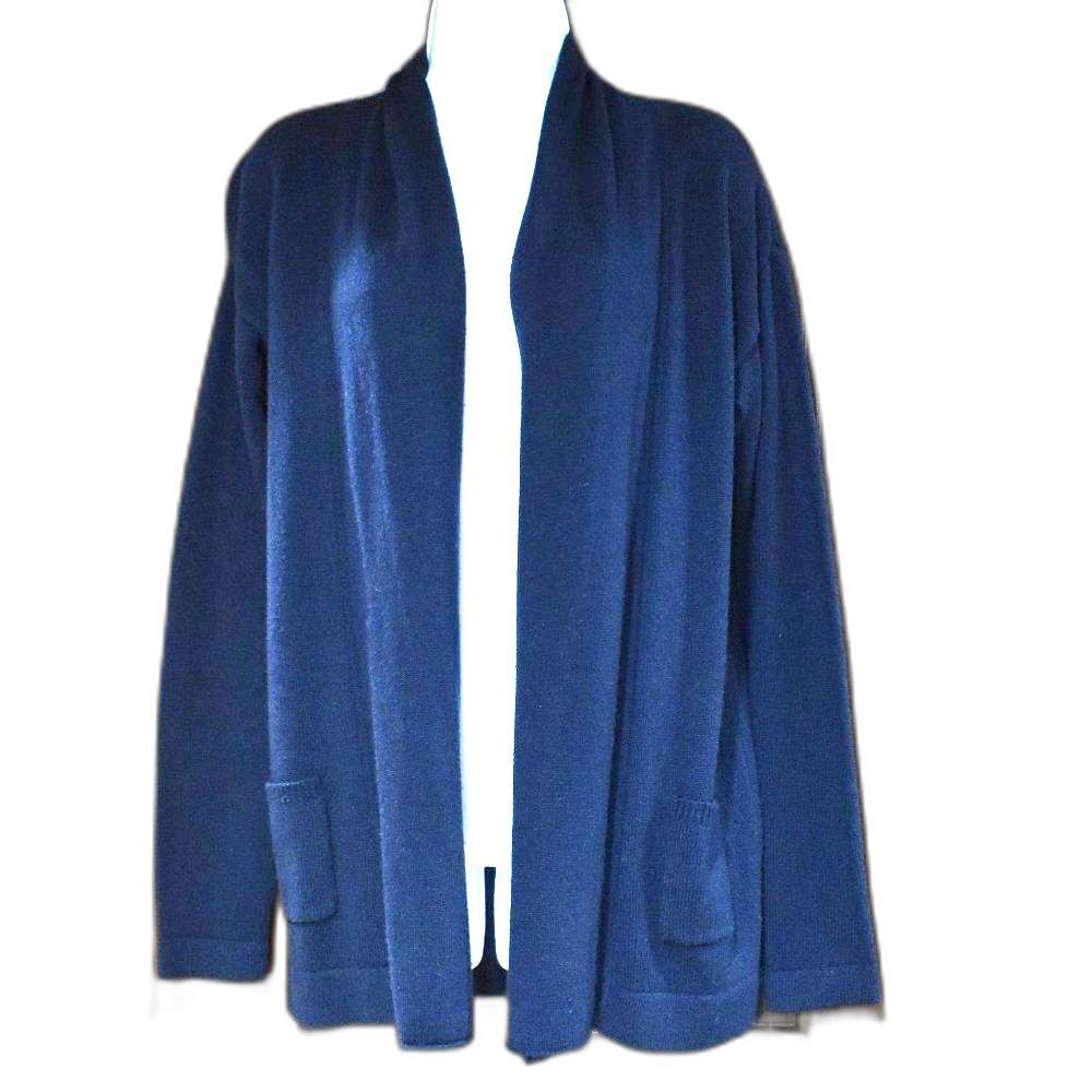 J.Crew Wool Cashmere Blend Open Cardigan Sweater Small Navy Blue Classic Knit
